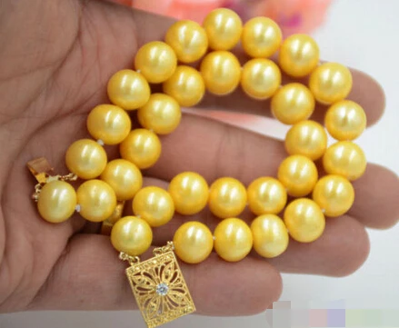 

Hot sell Noble- FREE SHIPPING>>>@@ > 01164 2row 8" ROUND GOLEDN Freshwater cultured PEARL BRACELET