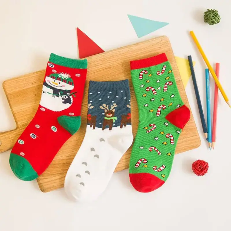 42019 New Christmas Socks Men Women Thicken Cotton Socks Autumn Winter Tube Socks Elk Snowman Print Socks Gifts 5Pcs
