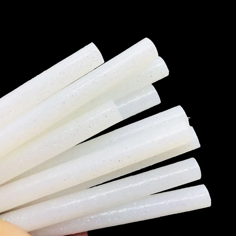 Glitter Flash White Color Hot Melt Glue Sticks 7mm For Glue Gun High Viscosity Adhesive Repair Tool DIY Art Craft Hand Tool 10pcs 7mm 18cm cylindrical transparent hot melt glue sticks electric glue gun craft product tool for diy jewelry making supplies