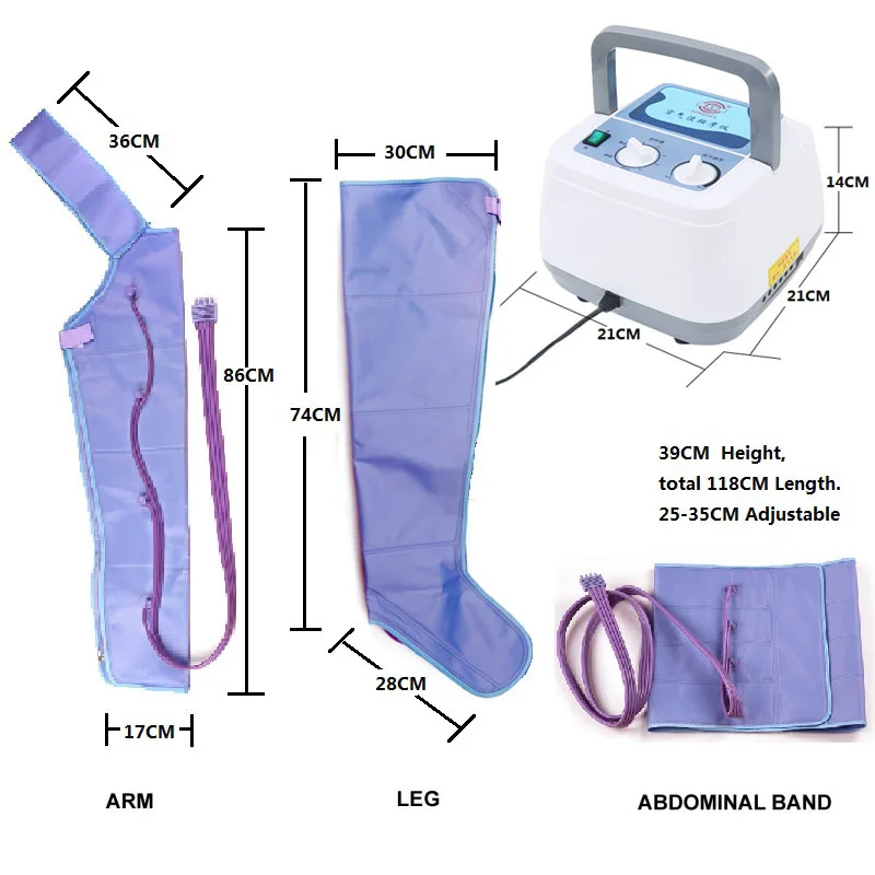 Air Compression Massager Handheld Controller Blood Circulation Pump Wrap Set for Double Arm Leg Cuff Waist Relax Massage
