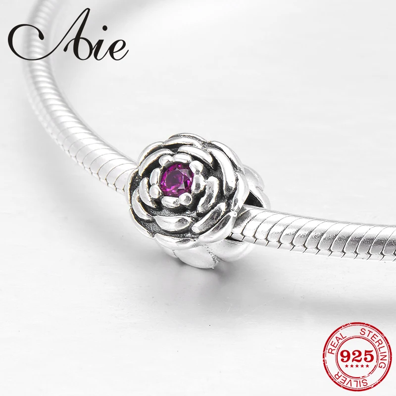 

Like rose 925 Sterling Silver fashion deep pink CZ fine Bead Fit Original Pandora Charm Bracelet Jewelry making