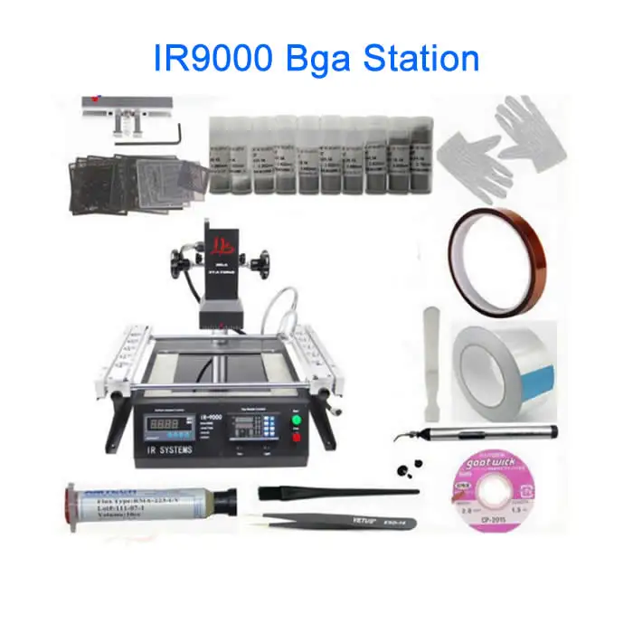 

Lead free laptop repair infrared bga rework station LY IR9000 with complete bga accessory solder ball stencil flux paste tweezer