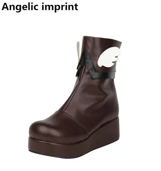 

Angelic imprint handmade mori girl Women winter boots lady lolita ankle Boots woman princess med heels wedges shoes wings 33-47