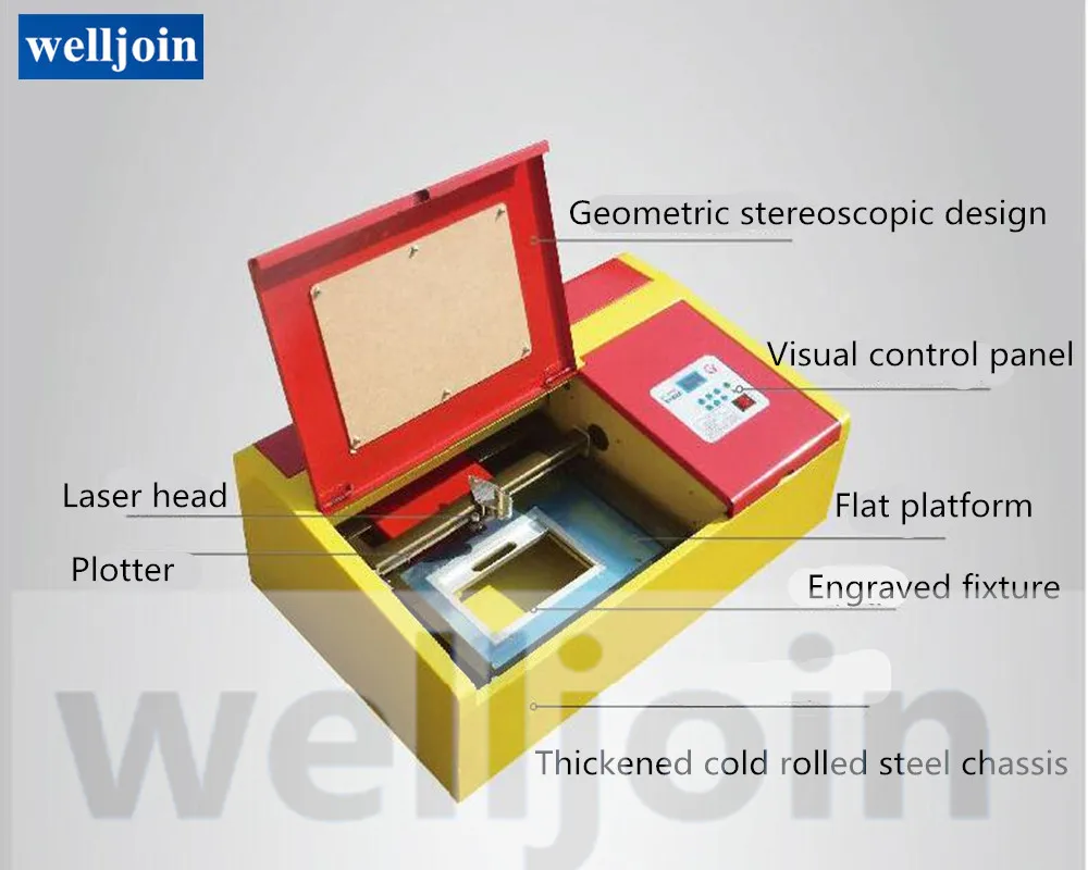 40 Вт CO2 лазерный гравер гравировка резки резак машины выгравированы главу machine280 * 180 Рабочий стол