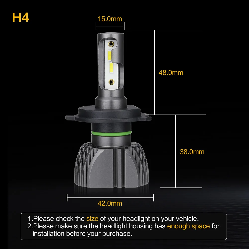 Zdatt H4 LED H7 светодиодные фары H11 лампы H8 H9 HB3 9005 HB4 9006 CSP безвентиляторный огни
