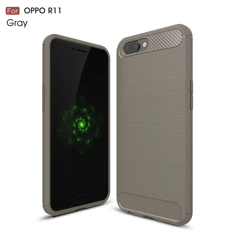 

1Pcs Luxury Mobile Phone Cases for OPPO R11 Silicone Drop Protection Gel carbon fiber Soft Shell