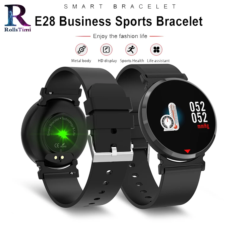 RollsTimi модные часы Smart Watch мужские Фитнес трекер E28 HD ips Экран смарт браслет монитор