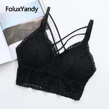 Новая кружевная майка обернутый Топ Плюс размер Нижнее белье Bralett Женская свободная кофта женский летний кружевной кроп-Топ Белый KKFY3375