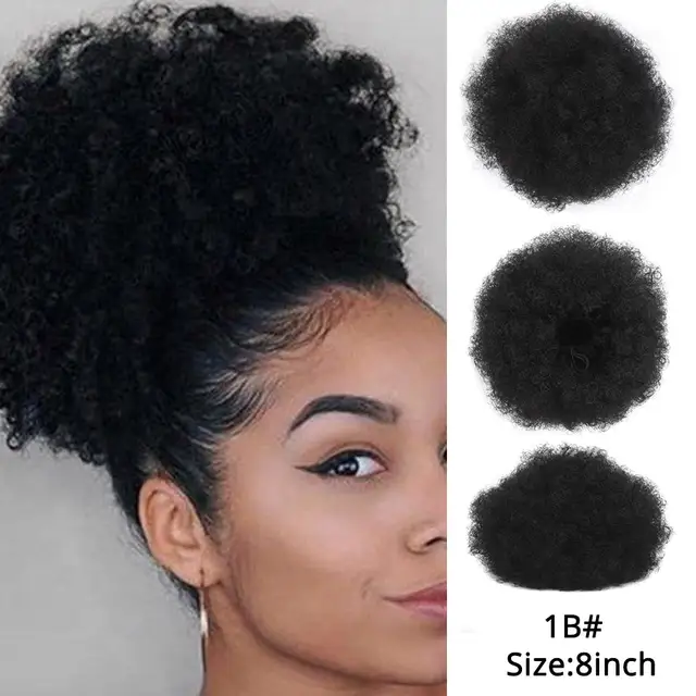 Online Shop Alileader Black Curly Chignon Afro Naturel Hairpiece