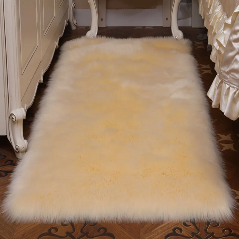 

hot sale Faux Sheepskin Chair Cover 17 Colors Warm Hairy Wool Carpet Seat Pad long Skin Fur Plain Fluffy Area Rugs Washable