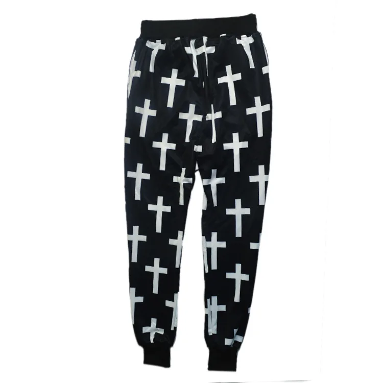 Japanese Harajuku Style 3D Print The Cross Pattern Full Length Trousers