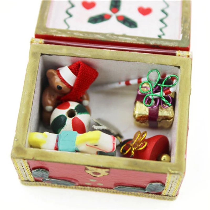 1:12 миниатюрная Рождественская коробка подарок кукольный домик Diy Кукольный дом Декор Аксессуары