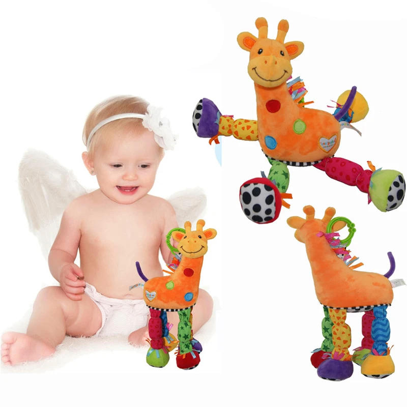 1PC Baby Giraffe Rattles Plush Doll Toys Newborn Infant Stroller Crib