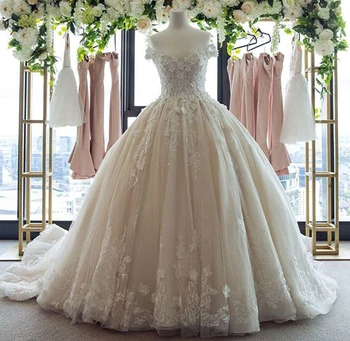 

New Elegant Long Wedding Dress 2018 Sweetheart Neck Sleeveless Ball Gown Appliques Tulle Bridal Gowns Vestidos