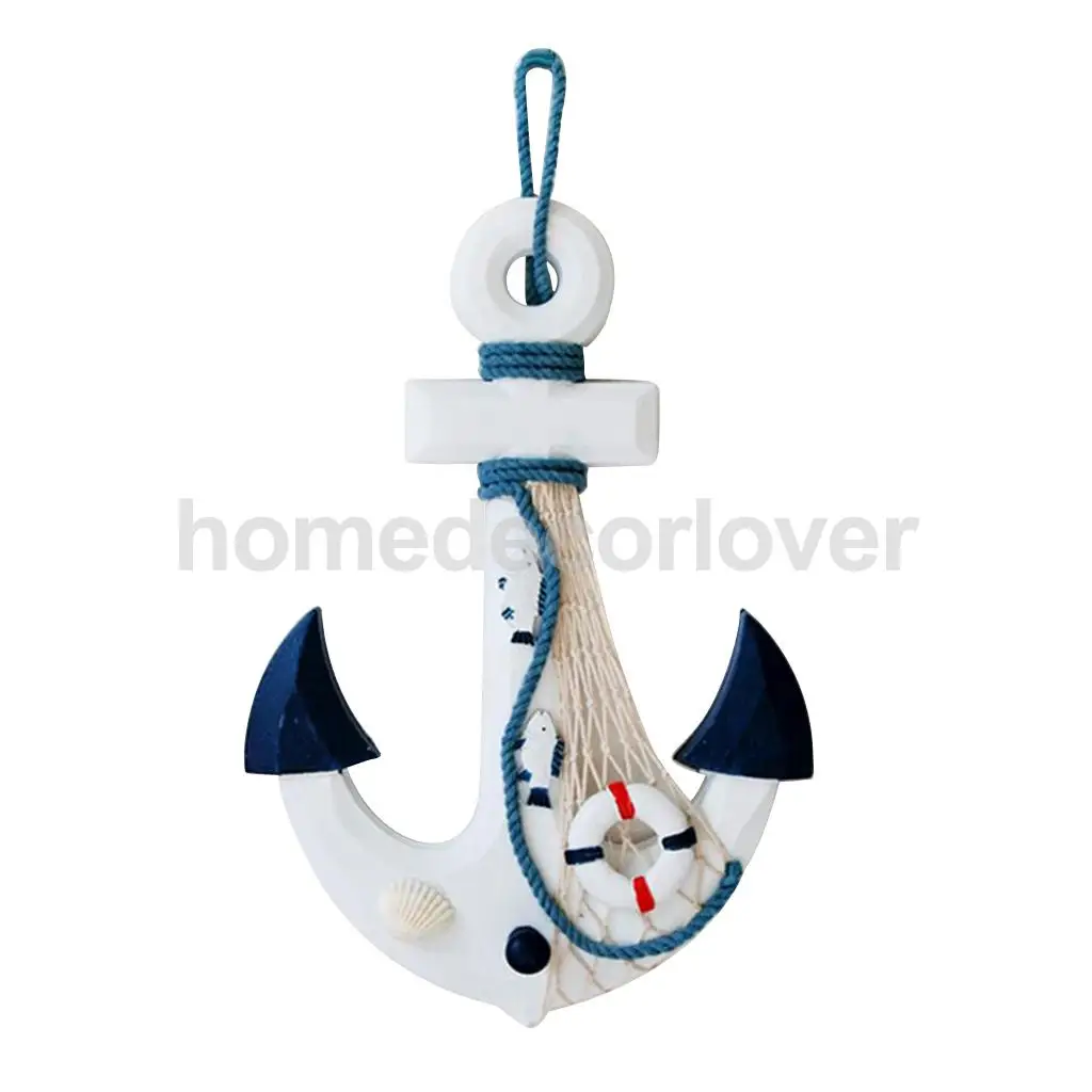 Wooden Anchor Nautical Hanging Ornament Decoration Plaque Home Decor Model