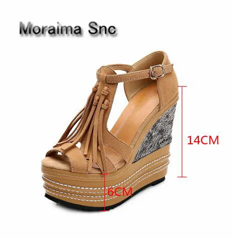 

Moraima Snc brand gladiator sandals women mixed colors fringe extreme high heels shoes women summer platform pumps sandalen