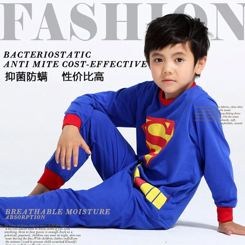 Костюм на Хэллоуин, пижама «Супермен», костюм для детей, хлопковый комплект одежды для сна для мальчиков и девочек, детская одежда «Супермен», «мстители»