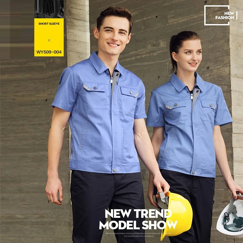

Summer Short Sleeve Man Woman Workshop Uniforms,Garage Work Overalls,Labour Work Clothes,Vehicle Repairroom Coverall,C11