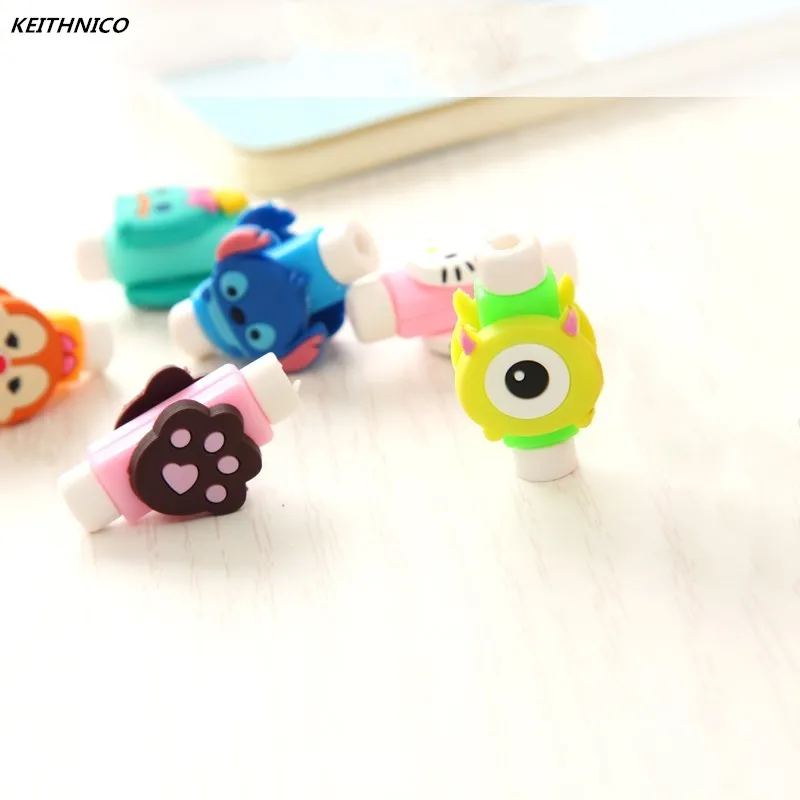 

KEITHNICO 100Pcs Cartoon Kawaii Animal USB Cable Earphone Line Saver For Mobile Phone Charging Data Line Protector