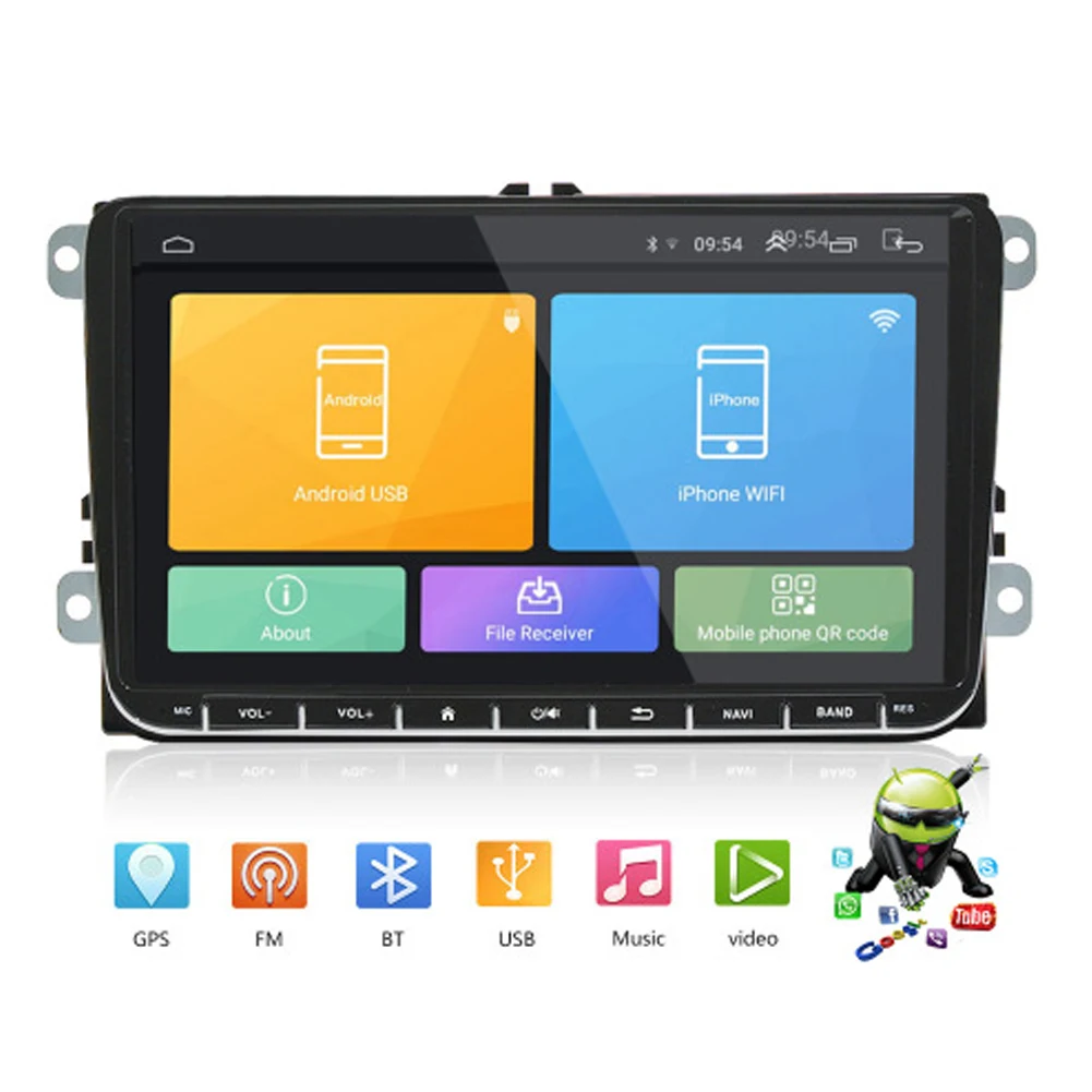Best New 2 Din 9 Inch Android 8.1 Car Radio Navigation for VW Volkswagen GOLF 5 Golf 6 POLO PASSAT B5 B6 dvd player BT RDS Autoradio 0