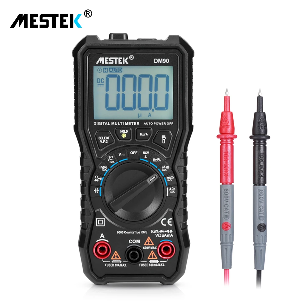 Ручной мультиметр MESTEK DM90 цифровой с ЖК дисплеем истинный RMS 6000