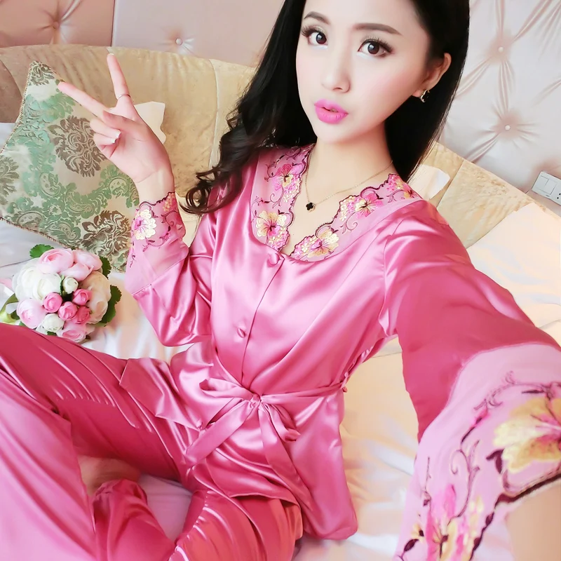 Атласные пижамы шелковые для женщин пижамные комплекты женские Mujer Pijama Feminino Pyjama