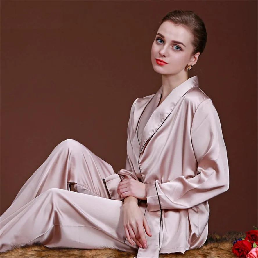 ROSICIL Women Robe Pajama Pants Set 2017 Fashion Design Faux Silk Lady