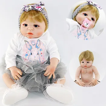 

Reborn baby dolls 55cm Full Silicone Reborn Girl Baby Doll Toys Realistic Bebes reborn Princess Babies Doll Lovely Birthday Gift