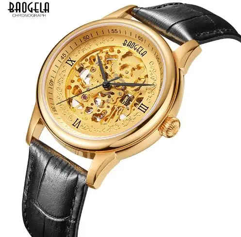 

Baogela Men Watch Skeleton Automatic Mechanical Leather Band Man Fashion Business Watches Montre Homme Masculino Wristwatch 1710