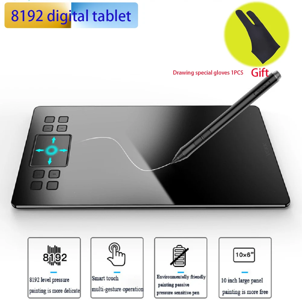 

VEIKK A50 Touch Digital Tablets Micro USB Signature Graphics Drawing Pen Tablet OSU Game Battery-Free Tablet grafik tablet
