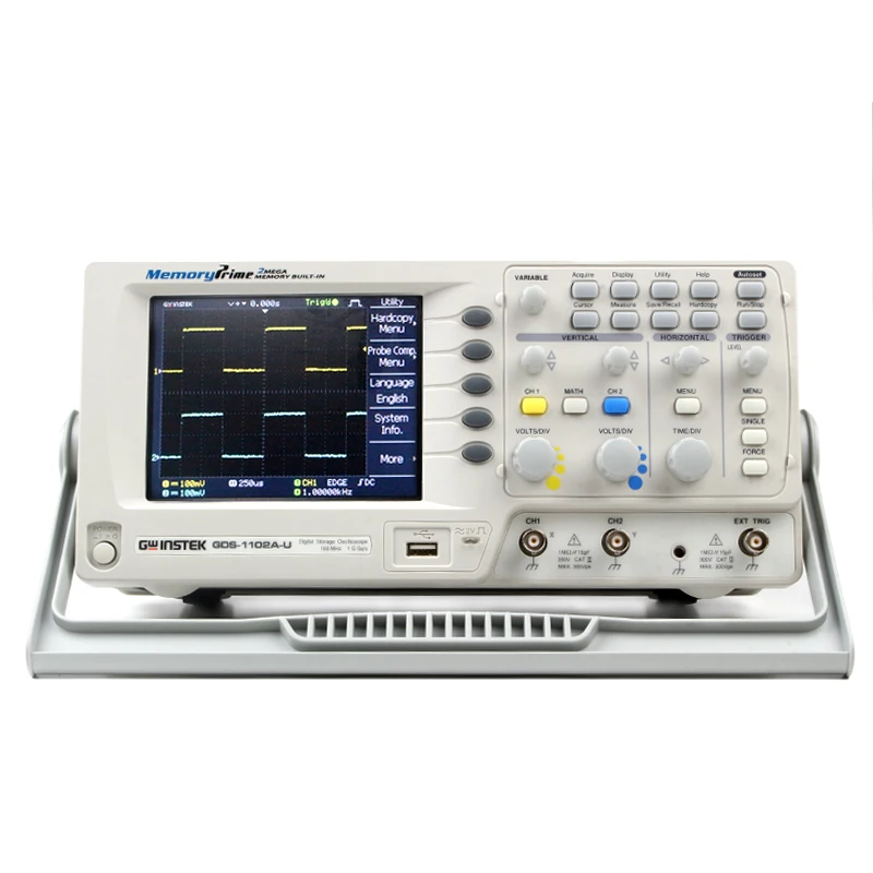 

2 input channels 1GS/s real-time sampling rate 25GS/s equivalent sampling rate 2M large memory 1102A-U 100M digital oscilloscope