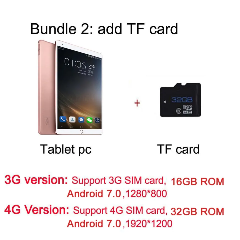 10-дюймовый планшет 3g 4G планшетный ПК 10 Восьмиядерный wifi планшет с GPS на базе Android 4G телефонные звонки планшеты детский планшет 10 дюймов - Комплект: add 32G TF Card