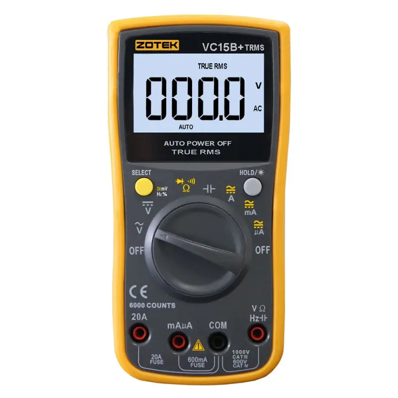 

Hot Useful RM101 Digital Multimeter 6000 Counts Backlight AC/DC Ammeter Voltmeter Ohm Portable Meter
