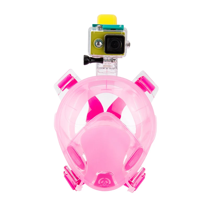 Высококачественная противотуманная маска для дайвинга для взрослых, силиконовые очки для подводного плавания, водонепроницаемые очки с углом обзора 180 градусов - Цвет: Розовый