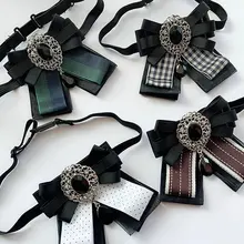 Элегантная рубашка с воротником и бантом для взрослых и детей, галстук-платок, свадебный галстук ручной работы, украшение банкета, галстук-бабочка из сплава со стразами и кристаллами