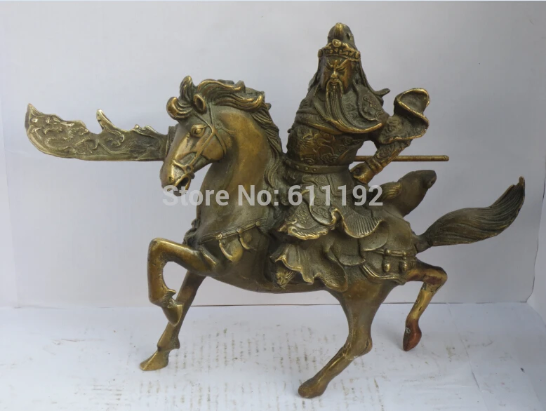 

Antique FengShui home decoration Copper Guan Yu sculpture Metal crafts, Horse statue Metal crafts