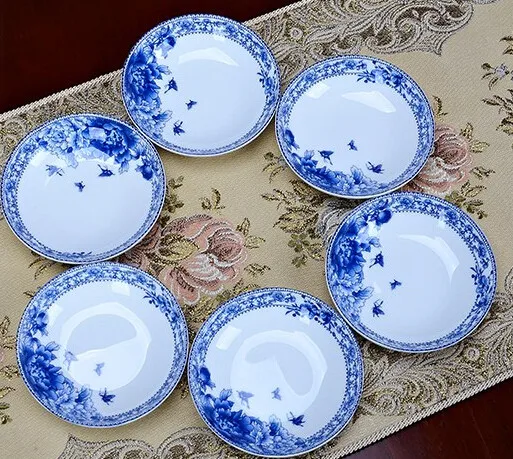Синий и белый фарфоровая глазурь 56 шт. набор посуды набор чаши тарелка керамика