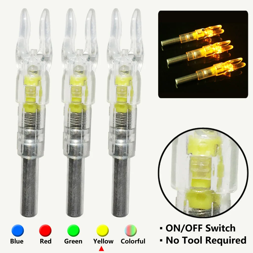 3 قطعة/الوحدة LED مضاءة نوك تلقائيا مضاءة القوس سلسلة المنشط لمعرف 6.2 مللي متر الرماية السهم التبعي اطلاق النار الصيد