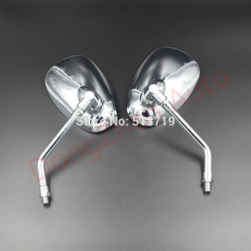 

1Pair Motor Motorcycle Rear View Mirrors Universal Chrome Oval 10mm Thread