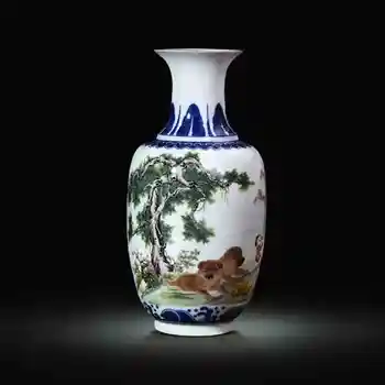 

Jingdezhen Ceramic Vase Gold Painted Bucket Flower Vase Chinese Living Room Flower Arranging Ornaments Handicrafts Home vase