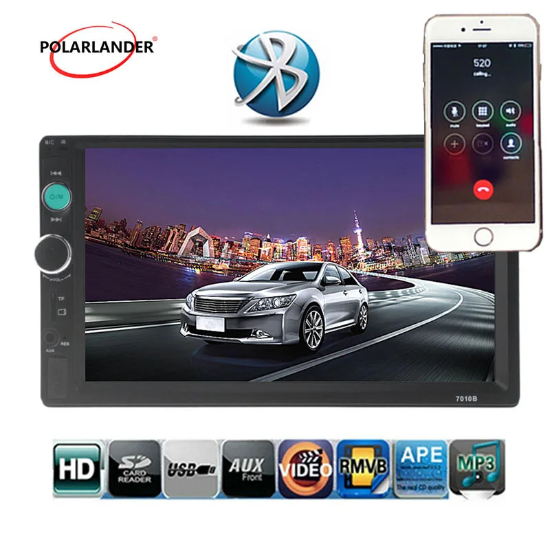 

Car radio 7 background lights USB/TF/AUX Remote control 2 Din 4 languages Stereo FM Bluetooth MP5 Player Touch Screen