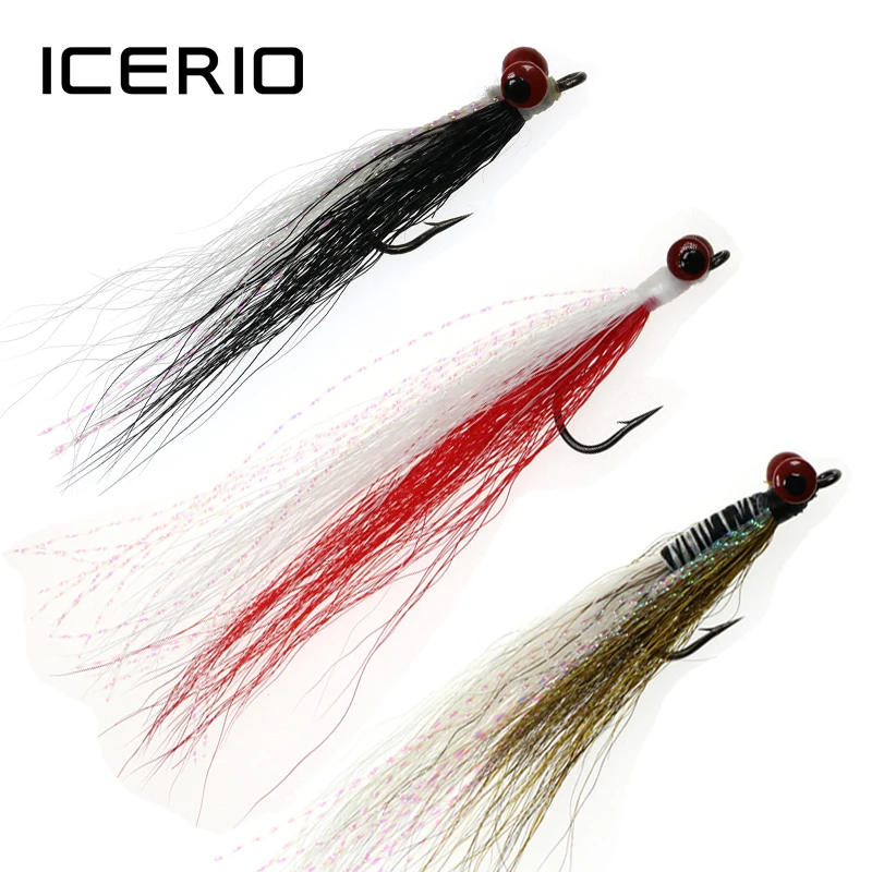

ICERIO 8PCS Dumbbell Head Saltwater Fly Trout Bonefish Redfish Flies Clouser Deep Minnow Fishing Lures #4