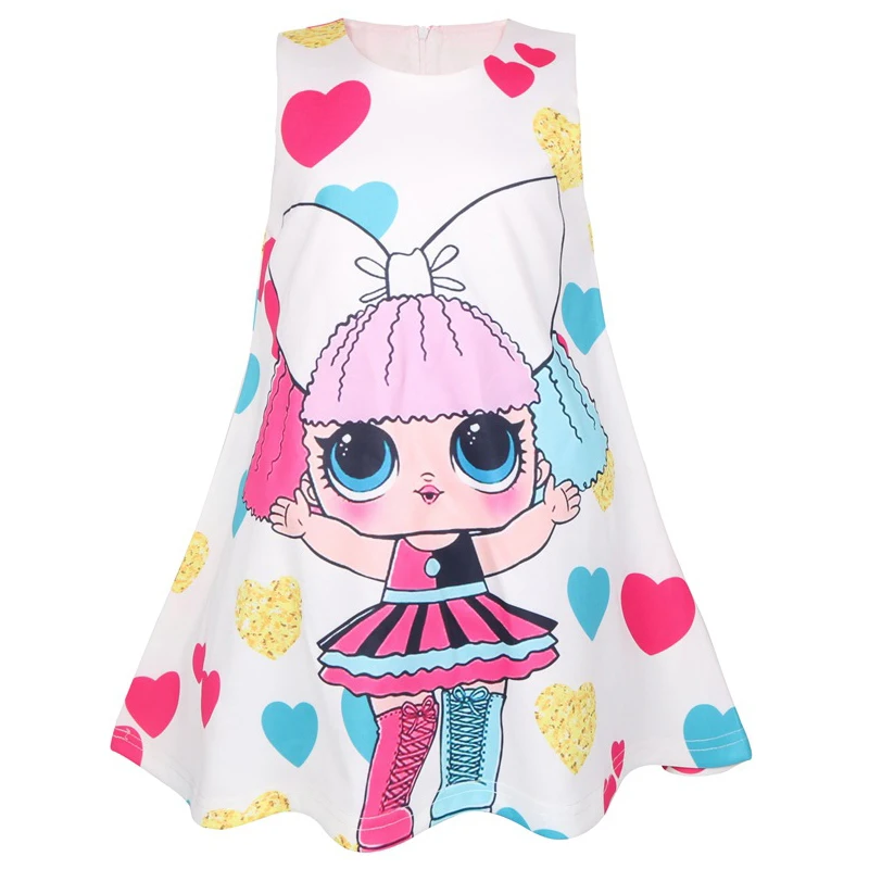 

Toddler Girls Clothing Lol Princess Dress Kids Cartoon Print Doll Clothes Moana Dress Birthday Party Dresses Casual Vestidos