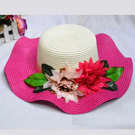 [DINGDNSHOW] модная женская складная шляпа широкий пляжный навес цветочные солнцезащитные очки широкополая соломенная шляпа женские летние шляпы - Цвет: rose