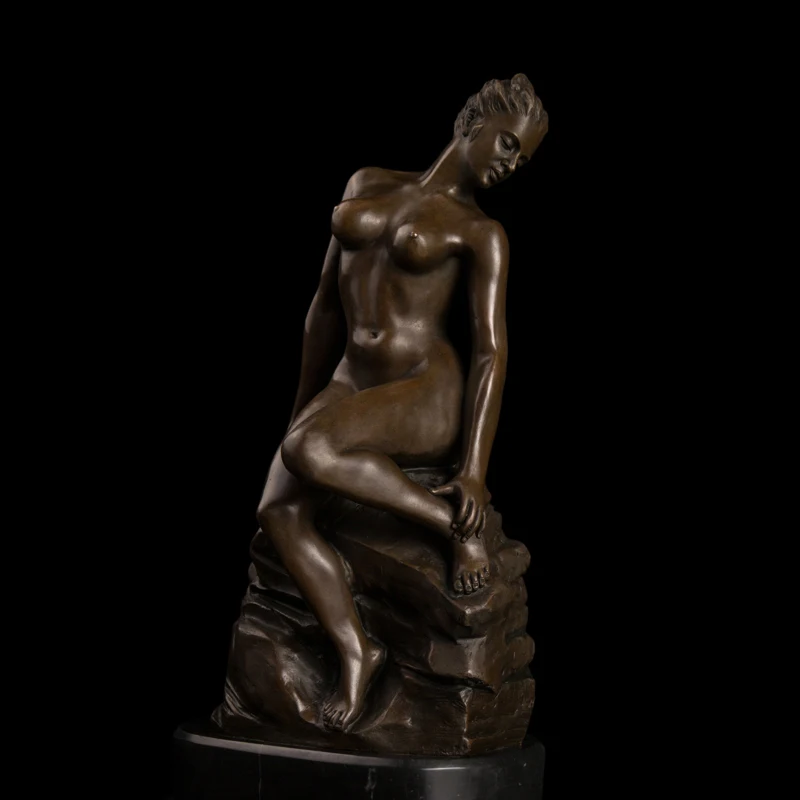 

Arts Crafts Copper Western Art Naked Sexy woman Statue nude Girl Bronze Sculpture women Figures European furnishing articles czs