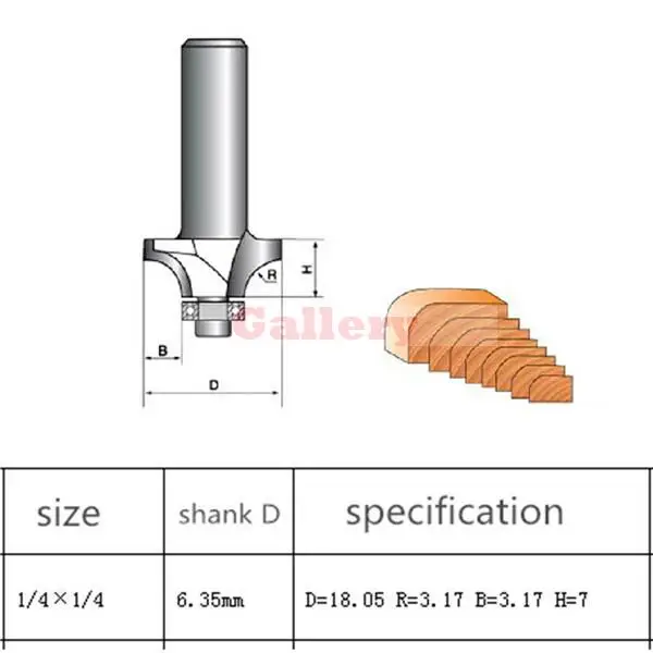 5 шт./партия 1/8 дюйма Резка RADIUS 1/4x1 4 деревообработки roundover Бит маршрутизатор Инструмент