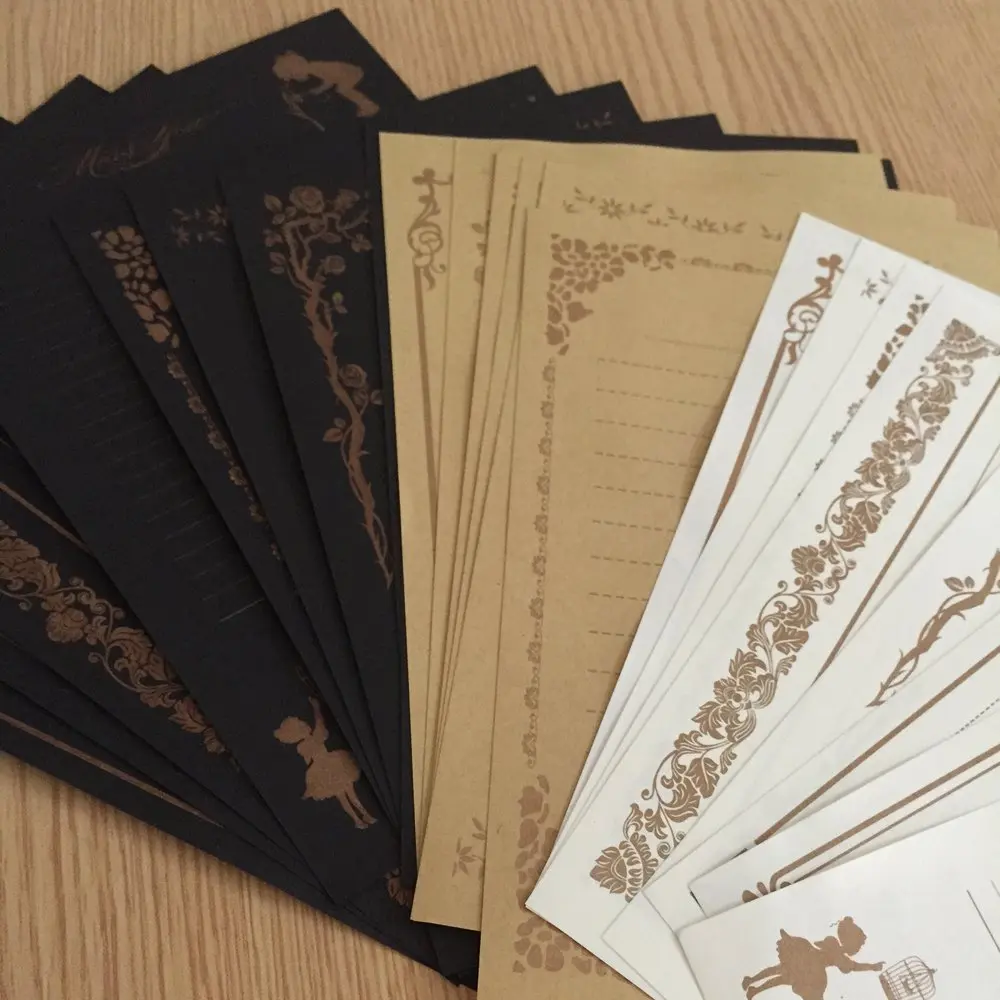

Set of 24 Retro Style Lace Design Writing Stationery Paper,3 Styles, Each Style 8 Kinds of Different Patterns
