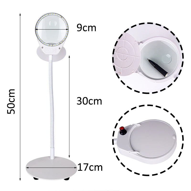 3X 5X 8X 10X настольная увеличительная Лупа светодиодный светильник дневного света Изготовленный вручную стеклянный Настольный светильник светодиодный Многофункциональный светильник с подставкой Горячий