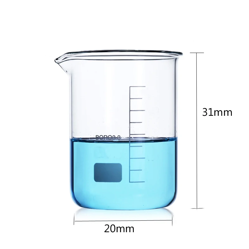 20 шт./упак. 5 мл стеклянный стакан боросиликатный 3,3 стекло высокотемпературное измерение сопротивления лабораторное стеклянное оборудование