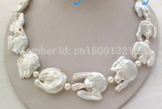 

j0017 Huge White Reborn Keishi Keshi&White Oval Pearl Necklace